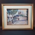 Framed Original Watercolor Paris Scene by S.T Vrobel (380mm x 320mm)