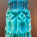 RARE!!! LARGE Vintage 1970's Tiffany Blue with 70's Depressed Motif Vase (100% Perfect)