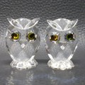 Two Crystal Owl Figurines