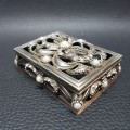 Highly Decorative Embellished Square Pewter Trinket Box