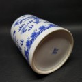 Blue and White Oriental Glazed Porcelain Dragon Vase