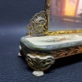 RARE Highly Decorative Oriental Brass and Glass Table Display Stand