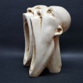 RARE!!! Hand Crafted Ceramic Screaming Heads Paperweight!!!!