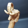RARE!!! Hand Crafted Vintage Wood Inlay and Hand Carved Elephant Walking Stick