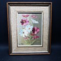 Original Framed Oil on Board Still Life Flowers by Jan Kotze