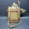 Highly Collectible WWII Green Enamel Water Bottle with Original Cover and Leather Straps!!!