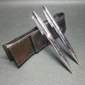 Two High Quality Chrome Metal Ballpoint Pens in Pouch