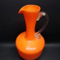 Large Orange Mid Century Glass Pitcher!!!