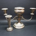 Large Highly Decorative Silver-plate Candle Stand and Burner (Bid for Both)