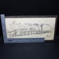 Framed Ernest Rood Pencil Railroad Artwork