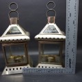 Two Large Pressed Metal Tee Lite Lanterns (Bid for Both)
