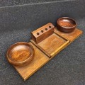 Handcrafted Wood Desk Pen Stand and Sorting Trays
