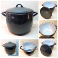 Large Vintage Black and Powder Blue Enamel Cooking Pot!!!