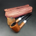 Two Vintage English Briar Pipes and Genuine Leather Ostrich Leather Pipe/Tobacco Bag!!!!