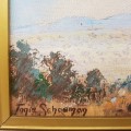 Framed Original Jonie Schoeman Oil on Board SA Landscape!!!!