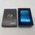 Original Boxed Chrome Blue Zippo Lighter