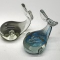Two Small Hand Blown Glass Whale Paperweights!!!