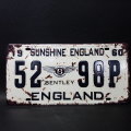 Reproduces Embossed Vintage Look England Number Plate!!!