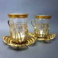 RARE!!! Vintage Brass and Gold Rimmed Filigree Cups and Saucers (Bid for Both)