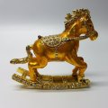 Highly Decorative Enameled Metal Faberge Style Rocking Horse Trinket Box!!!