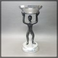 Large Silver Metal Man Holding Candle Stand!!!