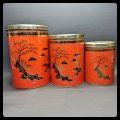 Vintage Oriental Themed Trio - Lithographed Kitchen Tins!!! (Bid for All)