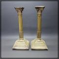 Two Large Decorative Antique Brass Candle Stands (Initially Silver Plate)