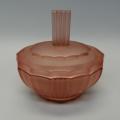 Vintage  Pink Art Deco Pressed Glass Powder Bowl and Lid!!!