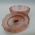 Vintage  Pink Art Deco Pressed Glass Powder Bowl and Lid!!!