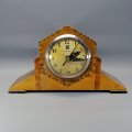 Original Art Deco Inlaid Wood Mantel Clock (Converted to New Mechanism, Working)