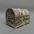 Highly Detailed Small Silver-plate Trinket Box!!!