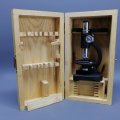 Small Wood Boxed Japanese Cast Metal Mini Microscope!!!