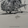 Framed Pencil Signed Alouette MK III Helicopter Printed Pencil Study!!! 420mm x 310mm