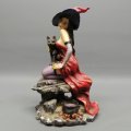 Highly Detailed Hand Painted Seated Witch and Cat Figurine!!!