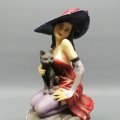 Highly Detailed Hand Painted Seated Witch and Cat Figurine!!!