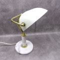 SUPER RARE!!! Original Vintage Marble, Brass and White Glass Bankers Lamp!!! Working!!!