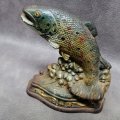 Original Vintage Cast Iron Hand Painted Jumping Trout Door Stop!!!