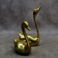 Two Vintage Solid Cast Brass Swan Paperweights!!!