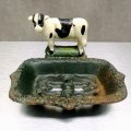 Vintage Hand Painted Cast Iron Cow Themed Soap Dish!!