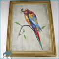 Large Framed Mixed Media Oil on Board Parrot Painting!!! 800mm x 400mm