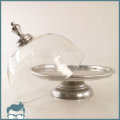 Large Original Cast Metal and Glass Dome Functional Art Cake Stand!!!