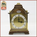 Detailed German Brass and Wood Battery Operated Mantel Clock!!!