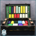 RARE!!! Antique Leather Cased Casino Chip Collection!!! Very Heavy!!!