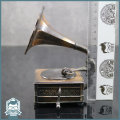 Vintage Cast Brass Gramophone Ornament (Actually Turns)
