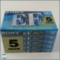 Sealed Vintage 5 Pack Sony EF 90 Blank Recording Tapes!!!