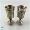 Two Small Highly Detailed Pewter Goblets!!!