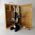 Vintage Wood Boxed Cast Iron Base Microscope!!!