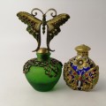 Ornate Metal and Glass Vintage  Perfume Bottles!! Bid For Both!!!