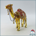 Camel Trinket Box, Clear Swarovski Crystal, Hand Painted Enamel Brown & Red Saddle Over Pewter!!
