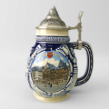 Original Vintage German Blue and White Porcelain Beer Stein!!!